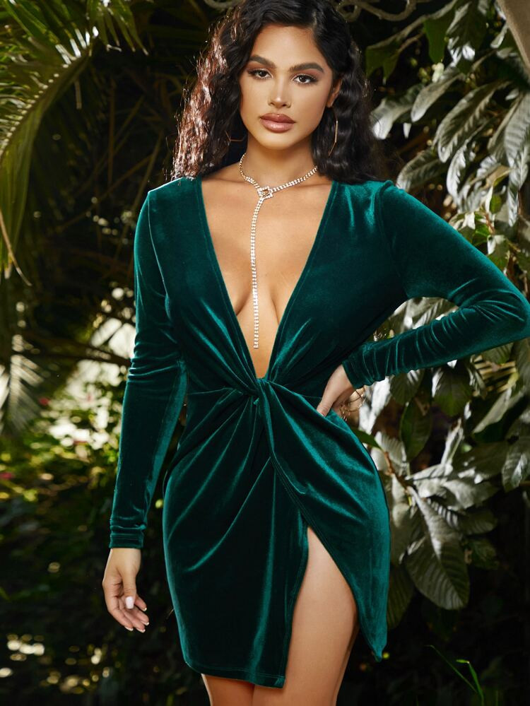 SHEIN SXY Vestidos Pliegos Liso Sexy | SHEIN