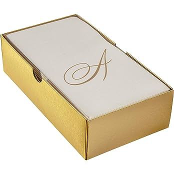 100 Gold Monogram Guest Napkins Letter F Disposable Paper Pack Elegant Metallic Golden Foil Dinne... | Amazon (US)