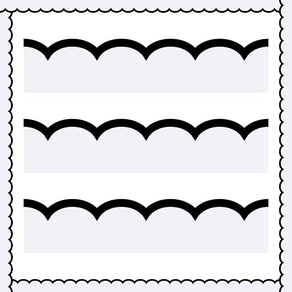 Leinuosen 50.5 ft Bulletin Board Borders 44 Pcs Black and White Wave Line Scalloped Border Trims ... | Amazon (US)