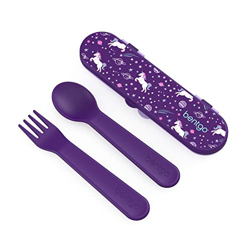 Bentgo® Kids Plastic Utensil Set - Reusable Fork, Spoon & Storage Case, PFAS- & BPA-Free, Easy-Grip Handles, Lightweight, Dishwasher Safe, School Lunch, Travel & On-the-Go (Unicorn) | Amazon (US)