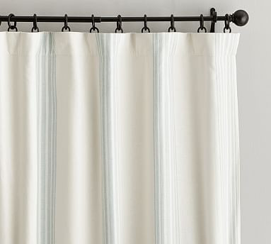 Riviera Stripe Curtain with Blackout Liner, 50 x 108"", Porcelain Blue | Pottery Barn (US)