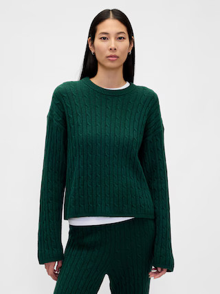 CashSoft Cable-Knit Crewneck Sweater | Gap (US)