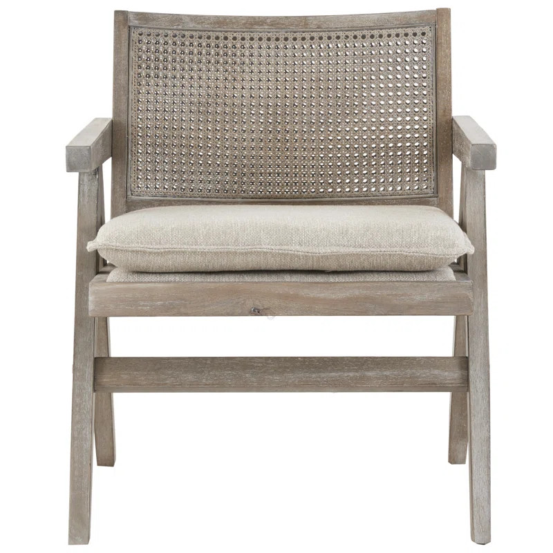 Beachcrest Home Patel Solid Wood Upholstered Rattan Back Armchair & Reviews | Wayfair | Wayfair North America