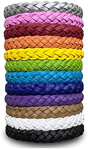 12 Pack Mosquito Repellent Bracelets, Solid Color Individually Wrapped Leather Insect & Bug Repel... | Amazon (US)
