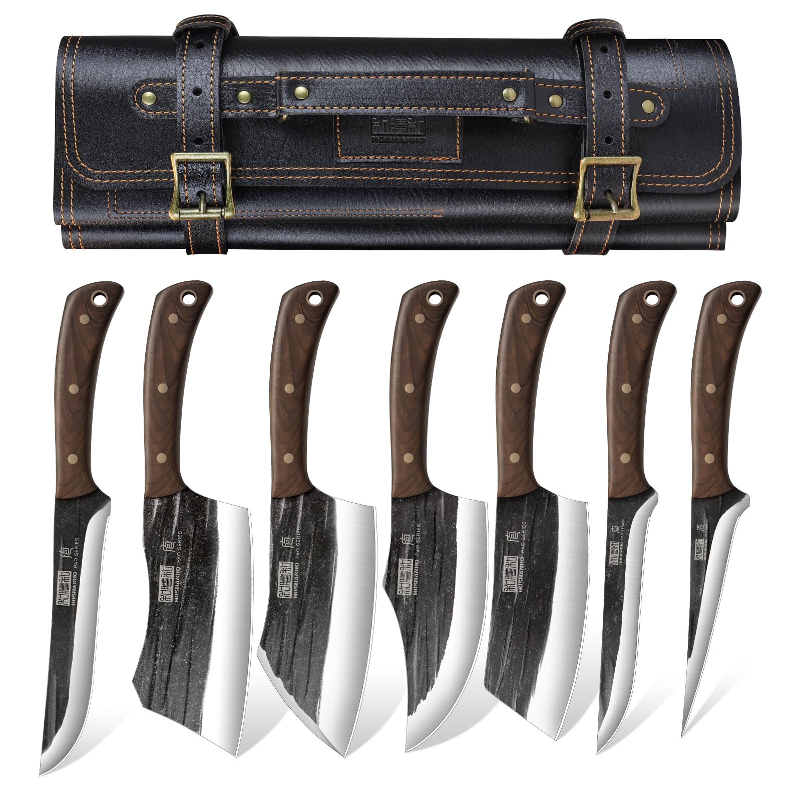 HOSHANHO Butcher Knife Set, Hand Forged Butcher Chef Knife Set with Roll Bag, Sharp Meat Cleaver ... | Amazon (US)
