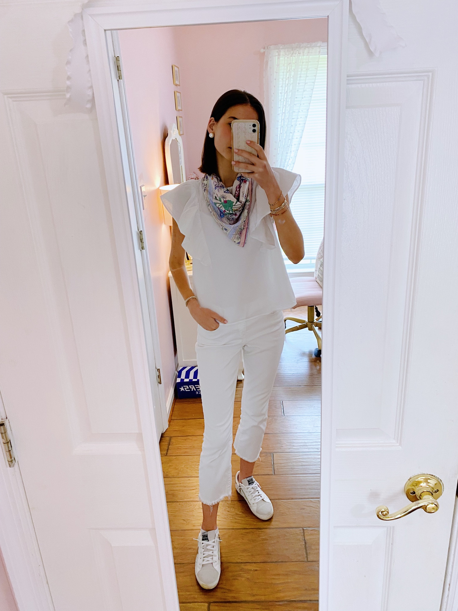 i always love all white, but this little scarf adds the perfect pop of color! 🤍

#LTKFindsUnder50 #LTKSaleAlert #LTKStyleTip