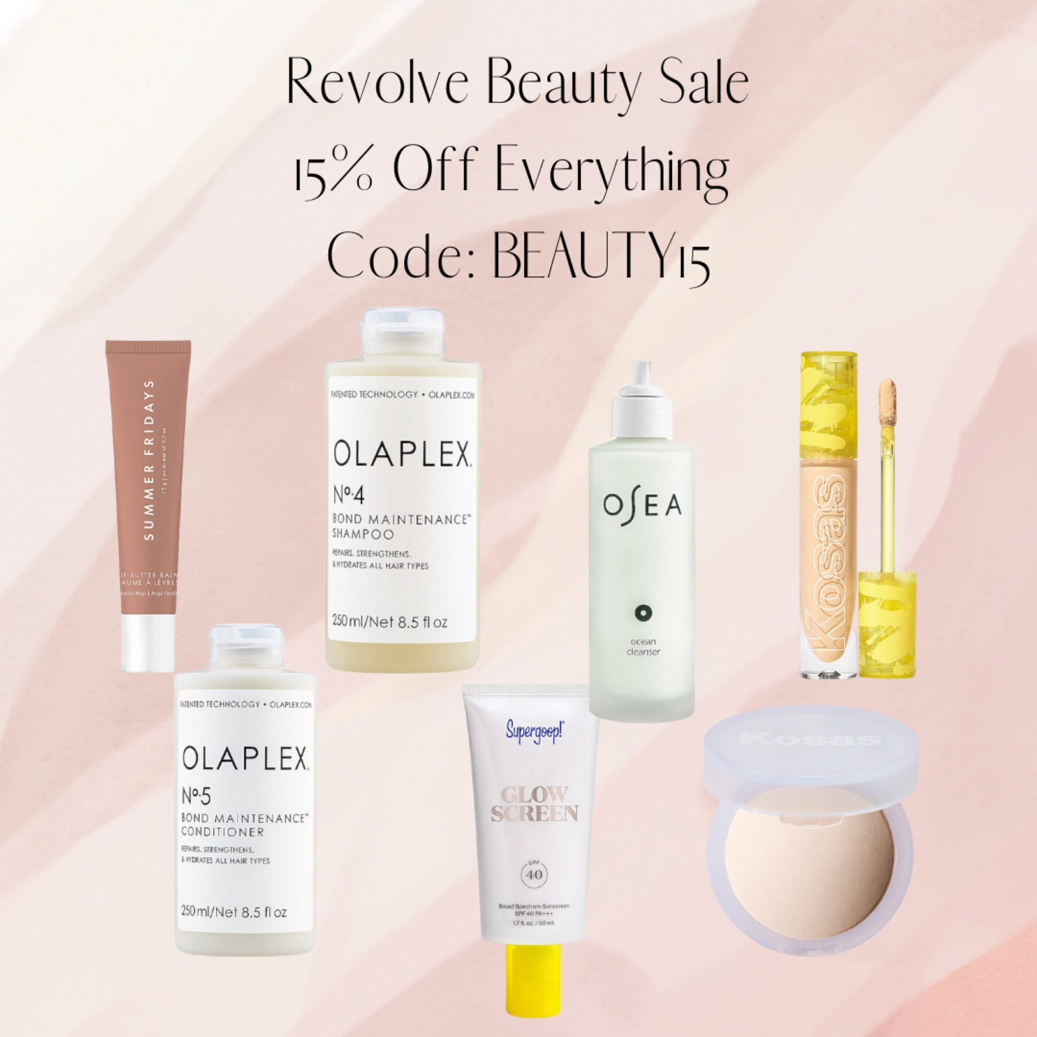 Revolve Beauty Sale
15% off with code BEAUTY15

#revolve #beauty #sale #kosas #olaplex #osea #summerfridays 

#LTKsalealert #LTKbeauty #LTKunder50