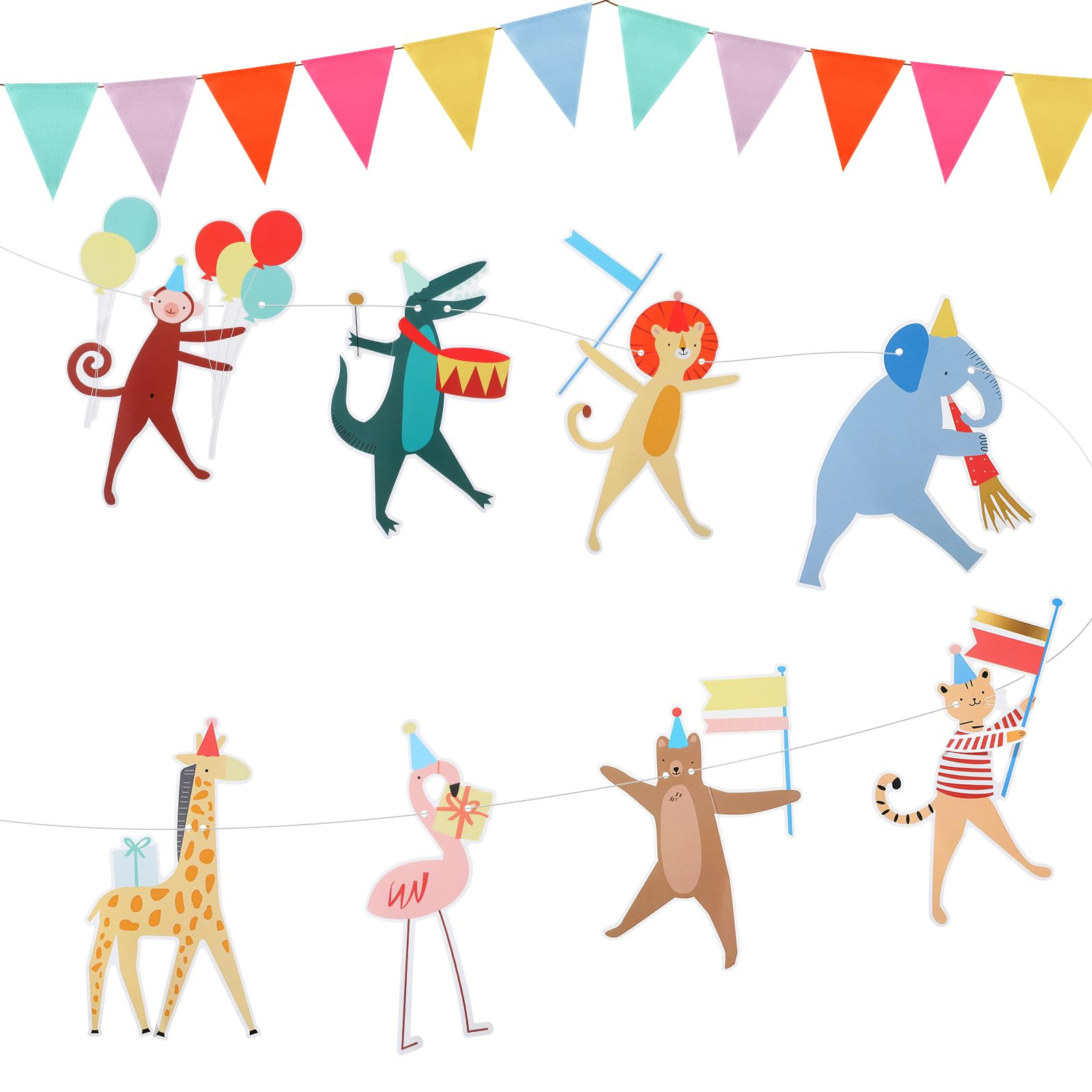 Animal Parade Party Banner with 12 Pcs Colorful Pennant Banner Flag, 10' Strand Including Excess ... | Amazon (US)