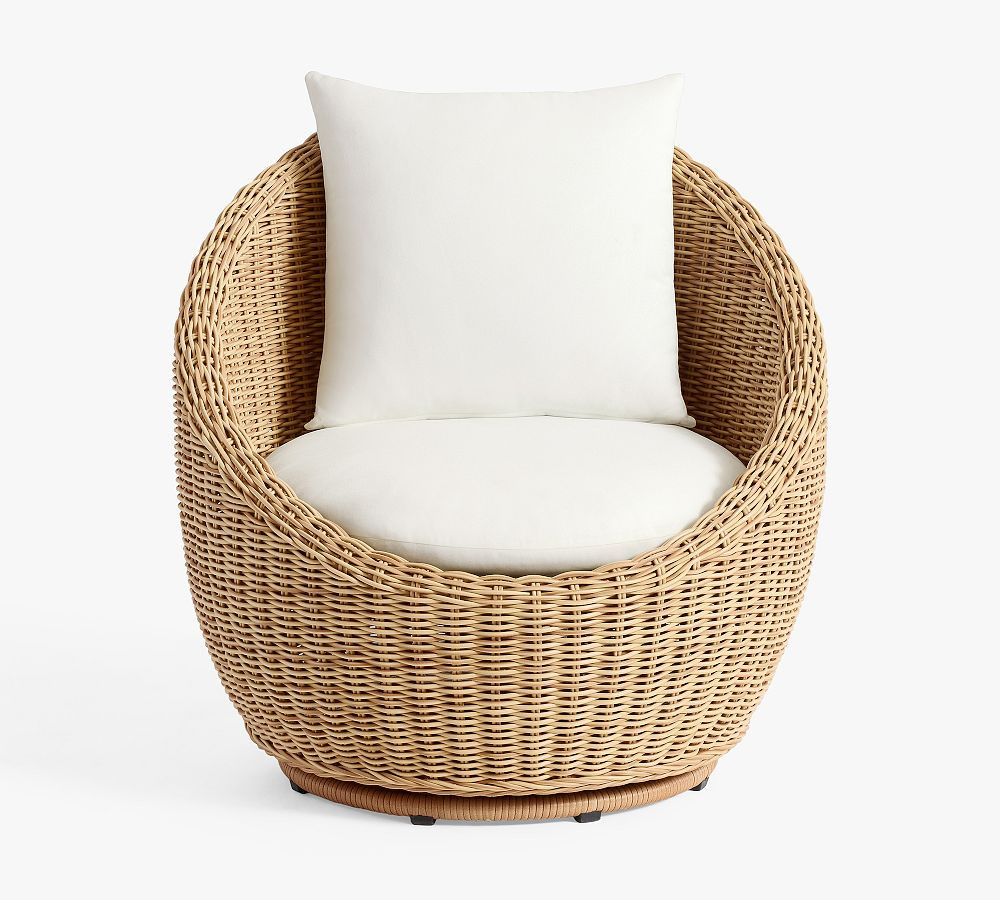 Huntington Petite Wicker Swivel Outdoor Papasan with High Performance Cushion Covers | Pottery Barn (US)