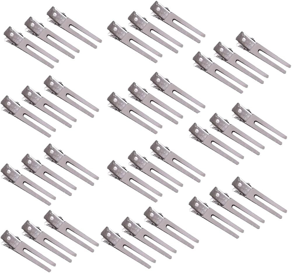 60 Packs Double Prong Hair Clips,Duck Billed Hair Clips for Hairdressing Curl Setting Section Cli... | Amazon (US)