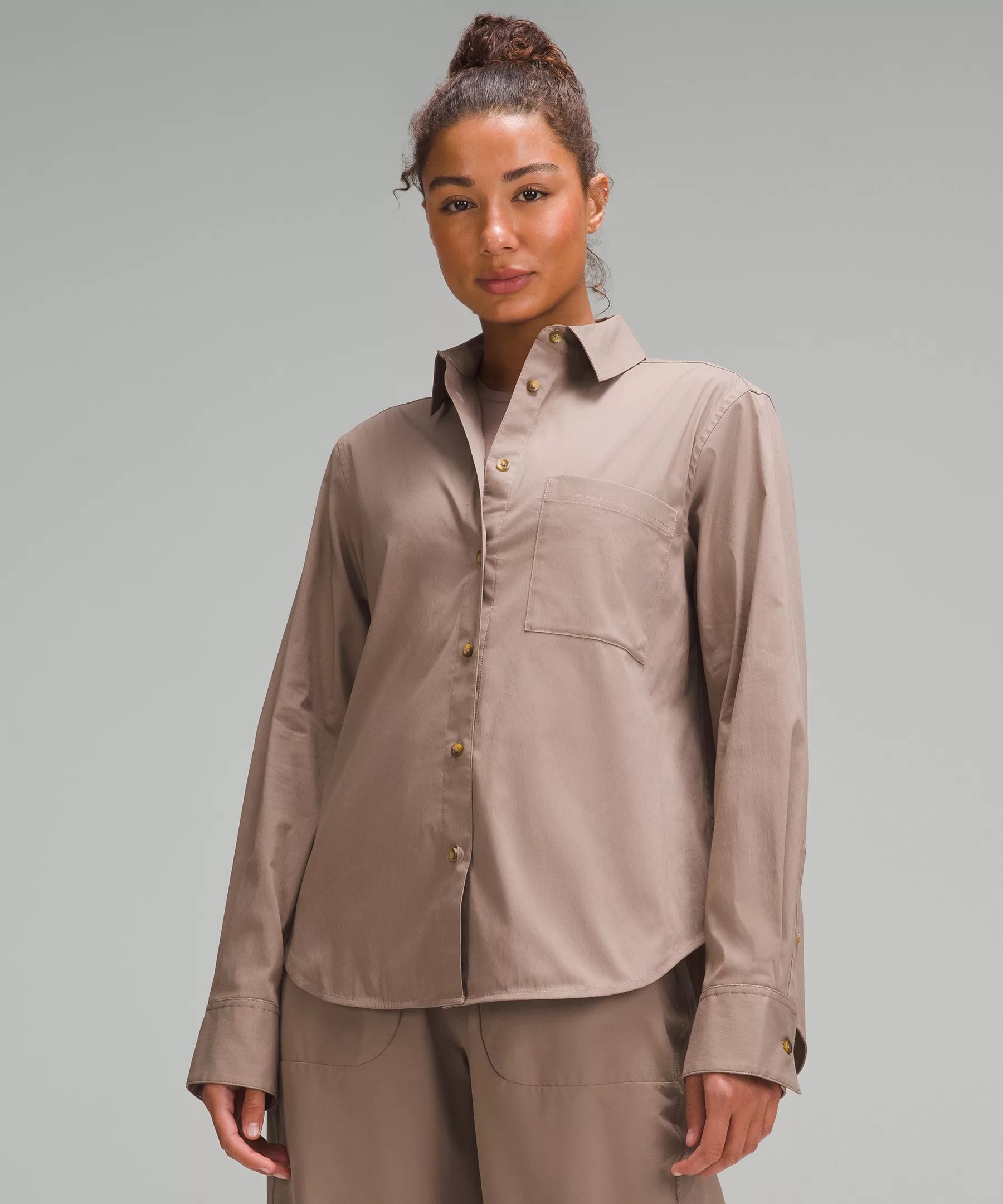 Cotton-Blend Poplin Button-Down Shirt | Women's Long Sleeve Shirts | lululemon | lululemon (CA)