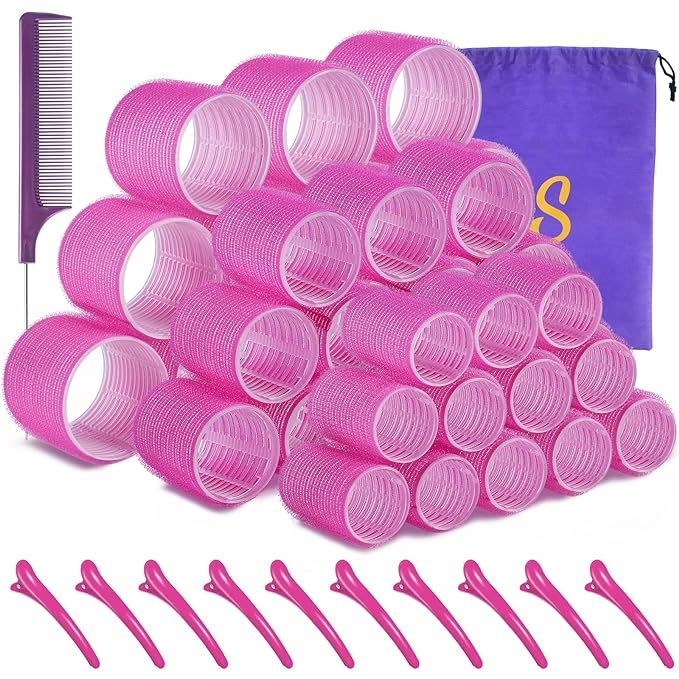 Self grip hair roller set 36 pcs,Heatless hair curlers,Hair rollers with hair roller clips and co... | Amazon (US)
