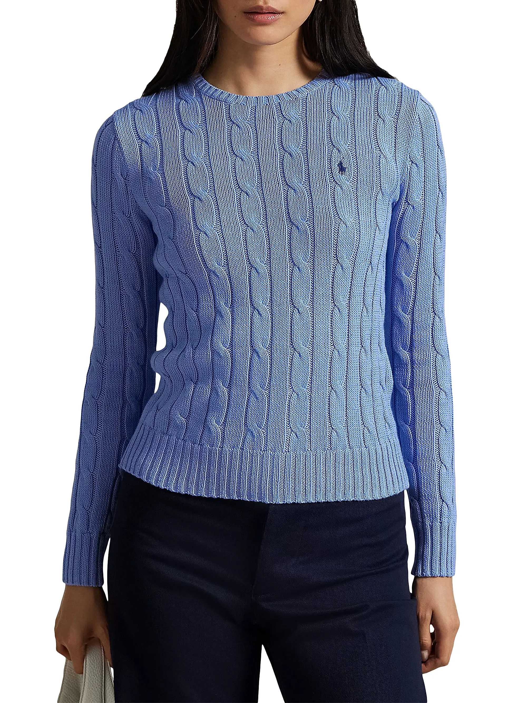 Polo Ralph Lauren Julianna Cable-Knit Cotton Crewneck Sweater | Saks Fifth Avenue | Saks Fifth Avenue