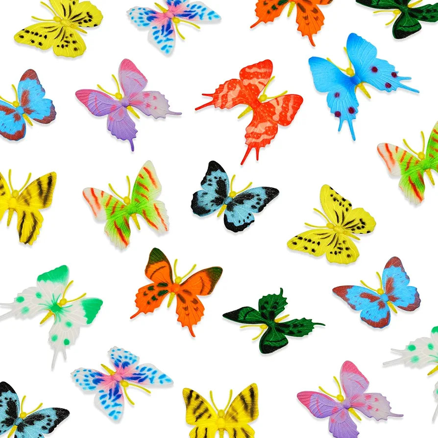 24 Pcs Plastic Butterflies Toy Butterflies Action Figures Art Lifelike Butterfly Decoration Remov... | Amazon (US)