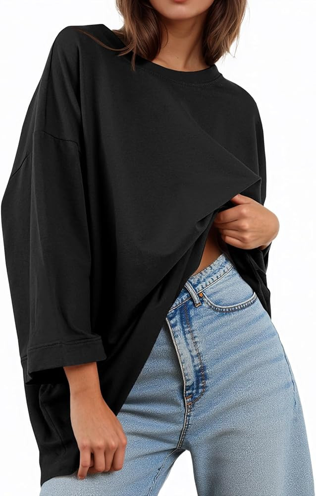 Tankaneo Womens Oversized 3/4 Bell Sleeve TShirts Casual Crewneck Fall Trendy Tunic Tops Loose Fi... | Amazon (US)