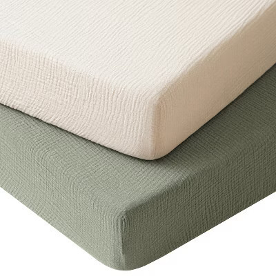 LISM 52"x28" Crib Sheets for Standard Crib Mattress,Soft Cotton Unisex Crib Sheets Set of 2(Fog Green, Cream) | Target