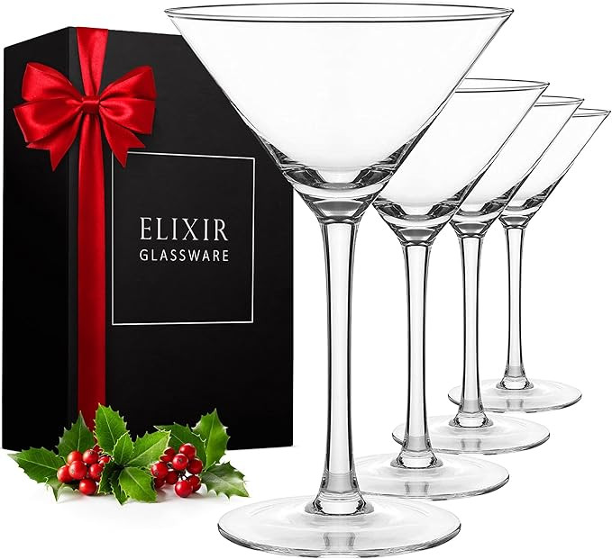 Martini Glasses Set of 4 - Hand Blown Crystal Martini Glasses with Stem - Elegant Cocktail Glasse... | Amazon (US)