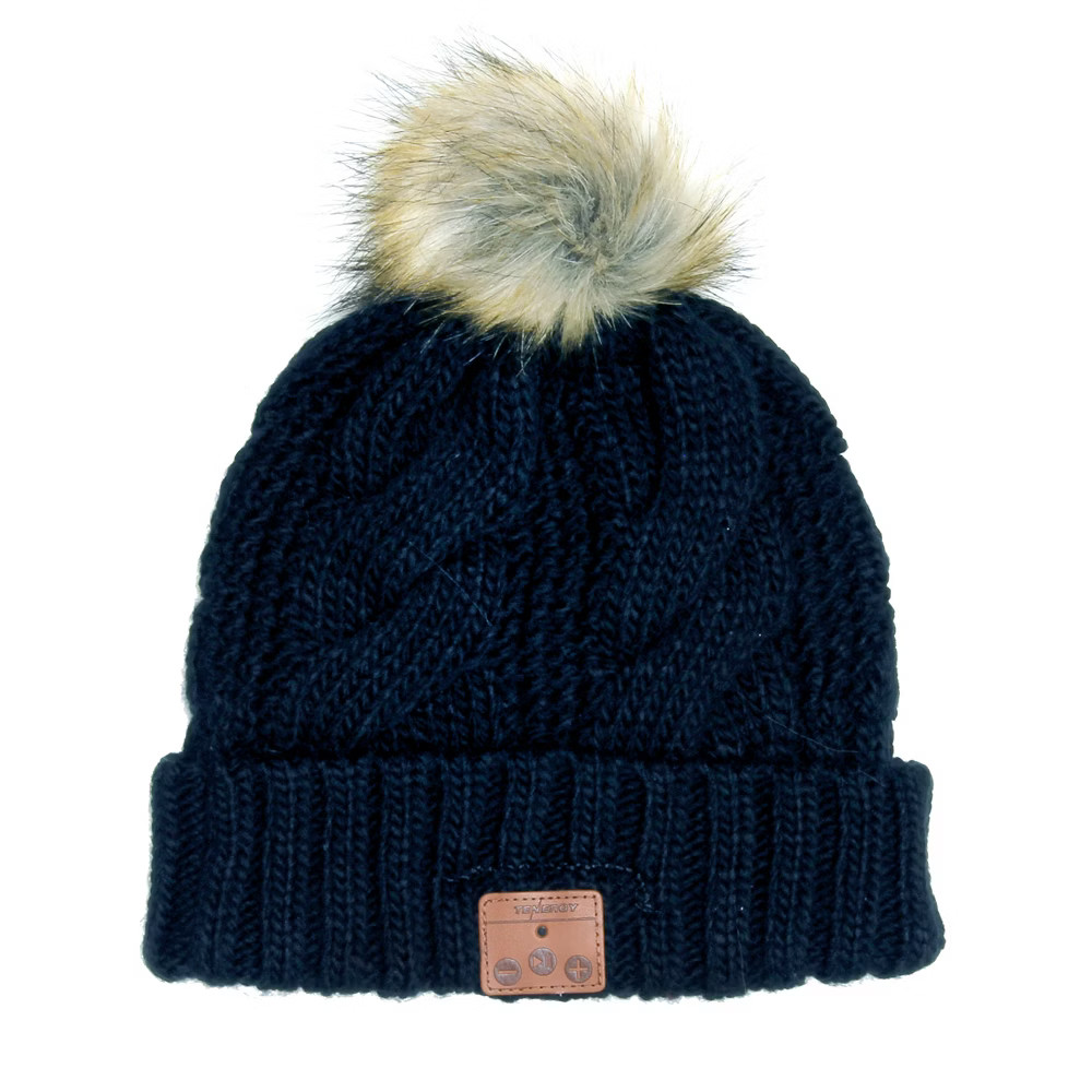 Women's Bluetooth Beanie with Faux Fur Pom - Tenergy Black | Target