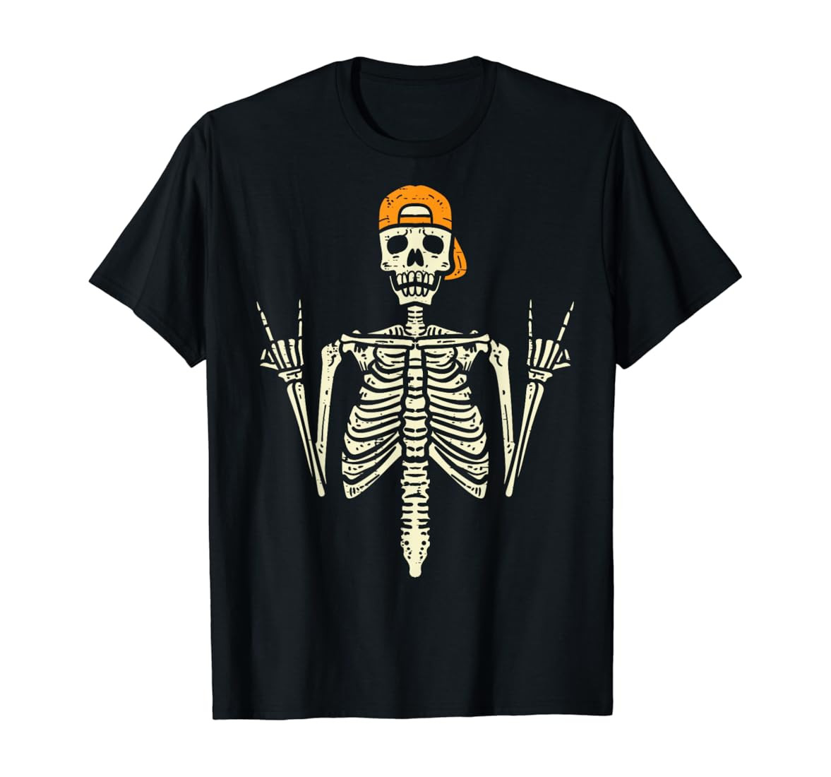 Rocker Skeleton Cap Skater Cool Halloween Punk Rock Men Boys T-Shirt | Amazon (US)