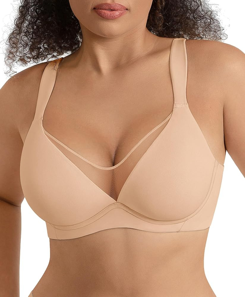 FeelinGirl Minimizer Bras for Women Full Coverage Comfortable Unlined Bra with Underwire for Heav... | Amazon (US)