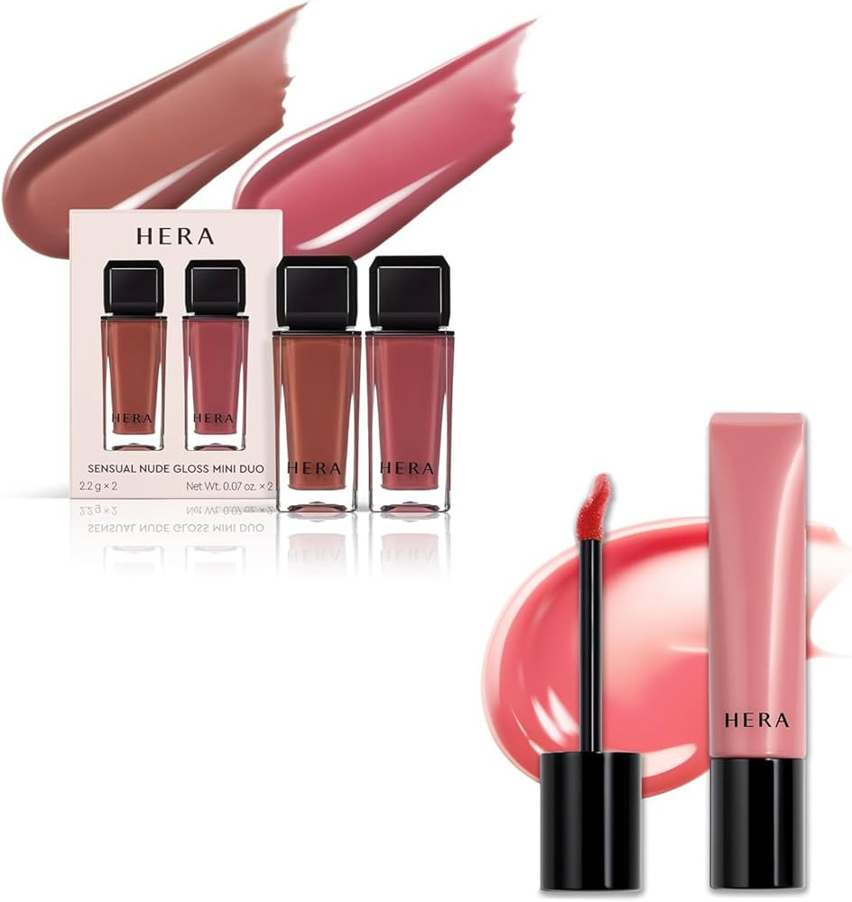 HERA Sensual Tinted Shine Lip Serum #220 SUNDAZE and Sensual Nude Lip Gloss Mini Duo #462 SPEECHL... | Amazon (US)