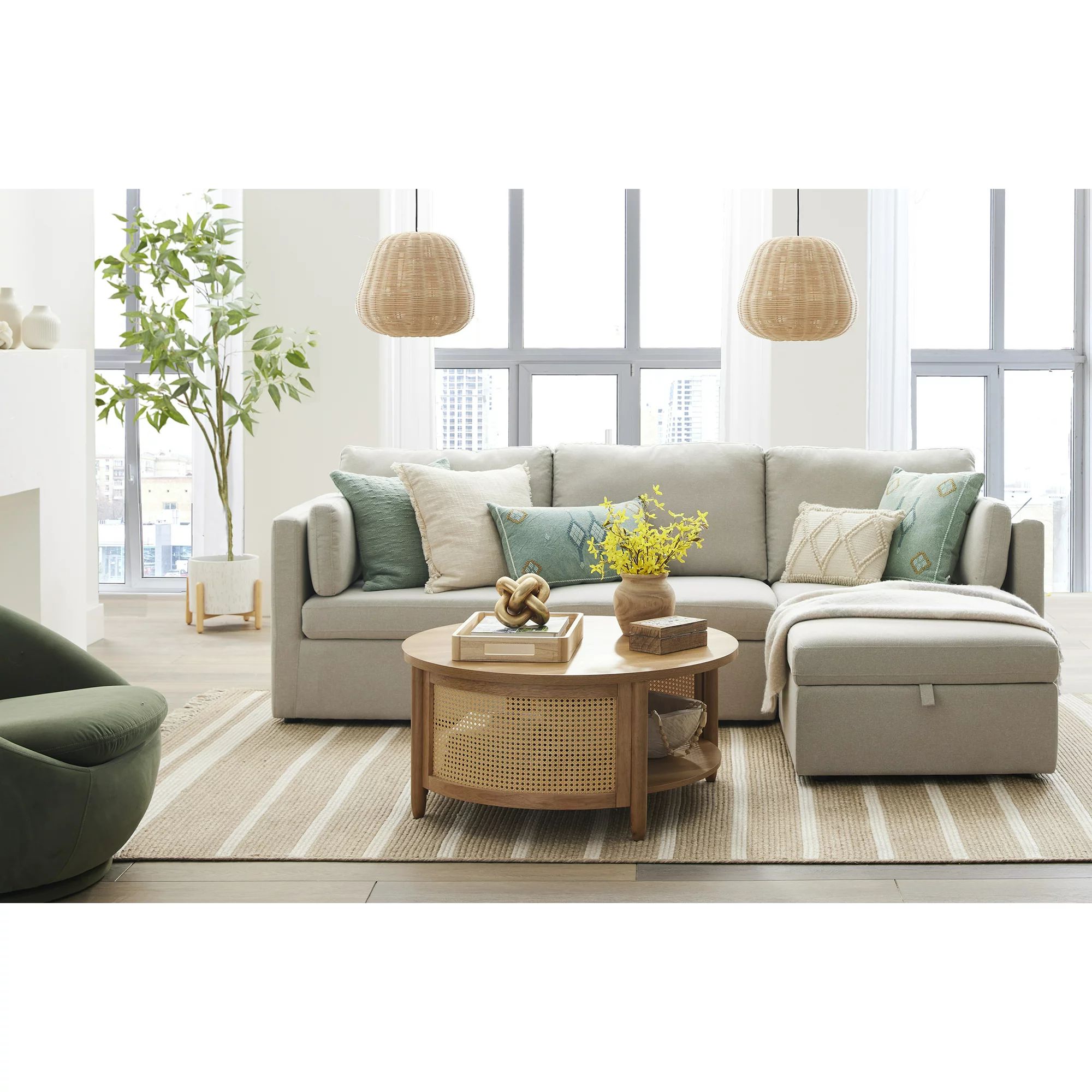 Better Homes & Gardens Modular Sectional Sofa with Storage Ottoman, White Linen | Walmart (US)