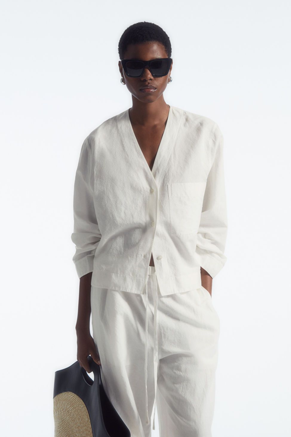 FLARED-SLEEVE LINEN BLOUSE | COS UK