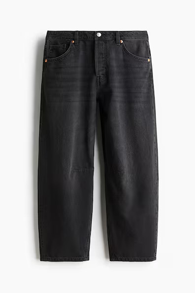H & M - Barrel High Cropped Jeans - Black | H&M (US + CA)