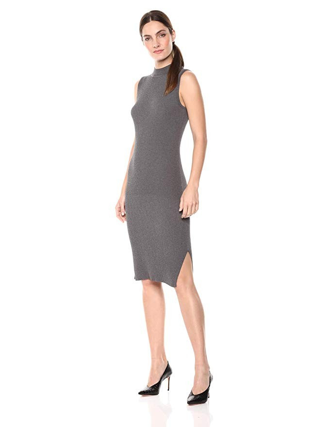 Amazon Brand - Lark & Ro Women's Sleeveless Ribbed Sheath Sweater Dress with Funnel Neck | Amazon (US)