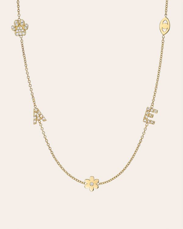 14K Gold Asymmetrical Charm Necklace | Zoe Lev Jewelry