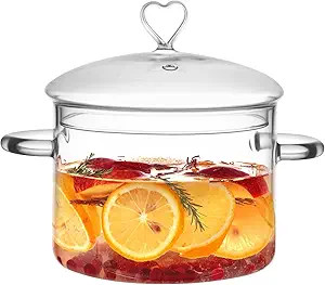 2 L Glass Cooking Pot with Lid, Simmer Pot for Stove Potpourri, Save Energy, Heat Resistant, for ... | Amazon (US)