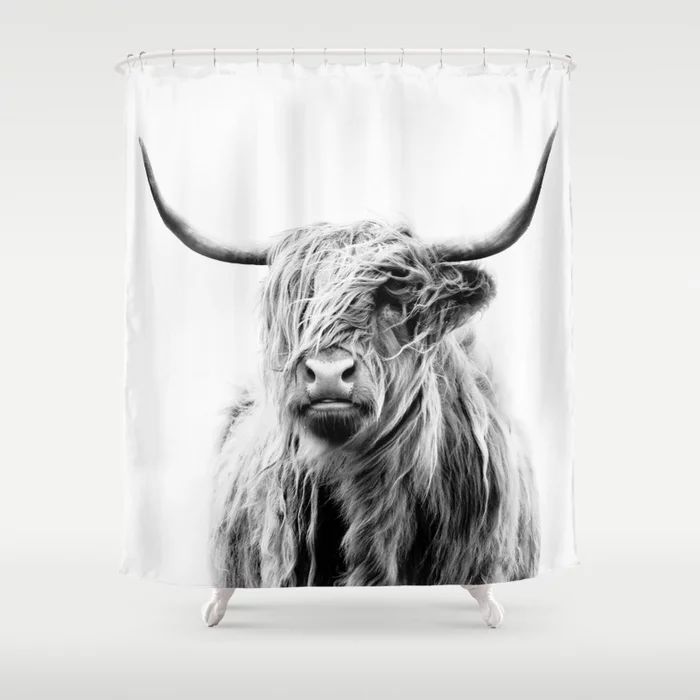 portrait of a highland cow Shower Curtain | Society6