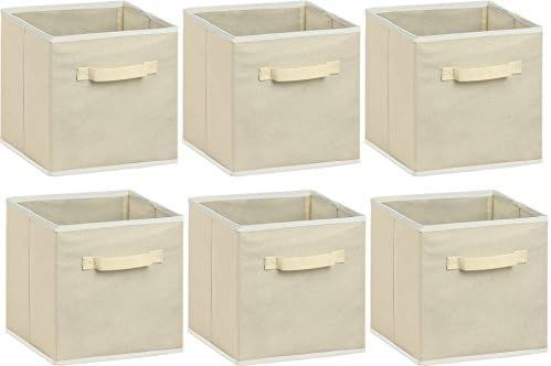 6 Pack - SimpleHouseware Foldable Cloth Storage Cube Basket Bins Organizer, Beige (11" H x 10.75" W  | Amazon (US)