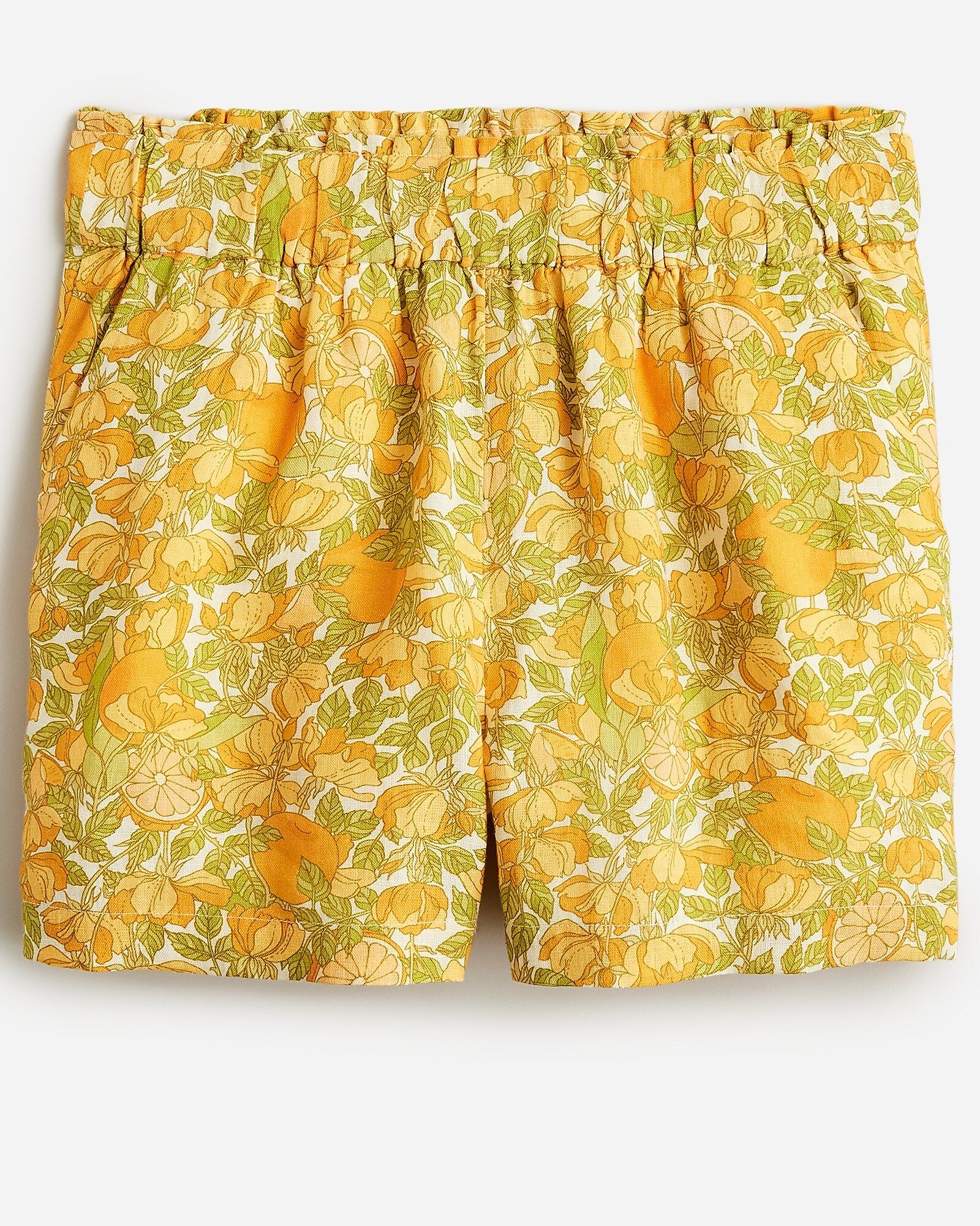 Pull-on linen short in limone print | J.Crew US