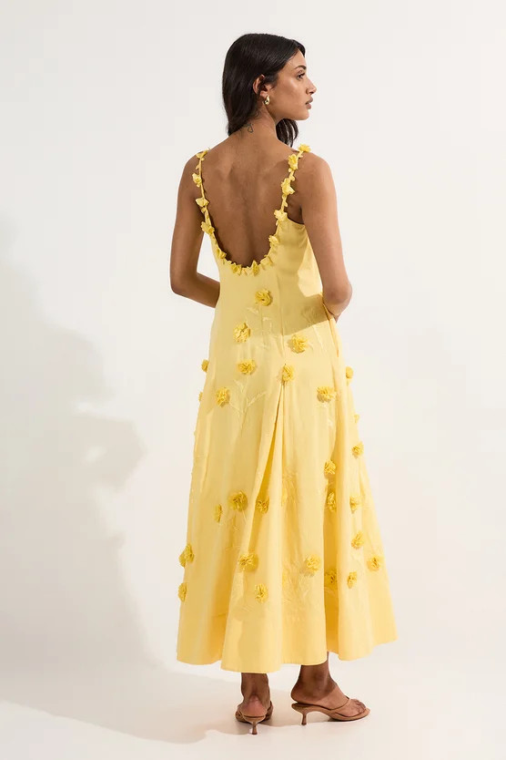 Petite Cotton Applique Strappy Woven Maxi Dress | Karen Millen UK + IE + DE + NL