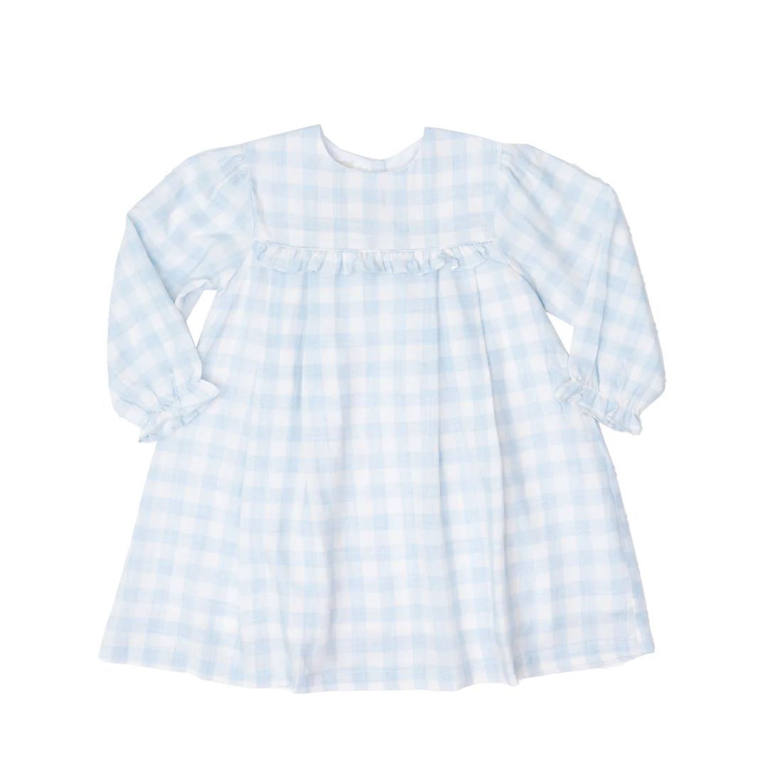 Alicia Soft Blue Check Dress | The Oaks Apparel Company