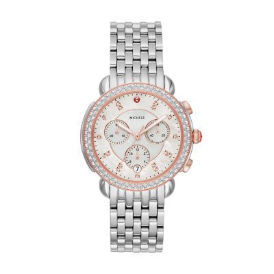 Sidney Two-Tone Pink Gold Diamond Watch | Michele Watches