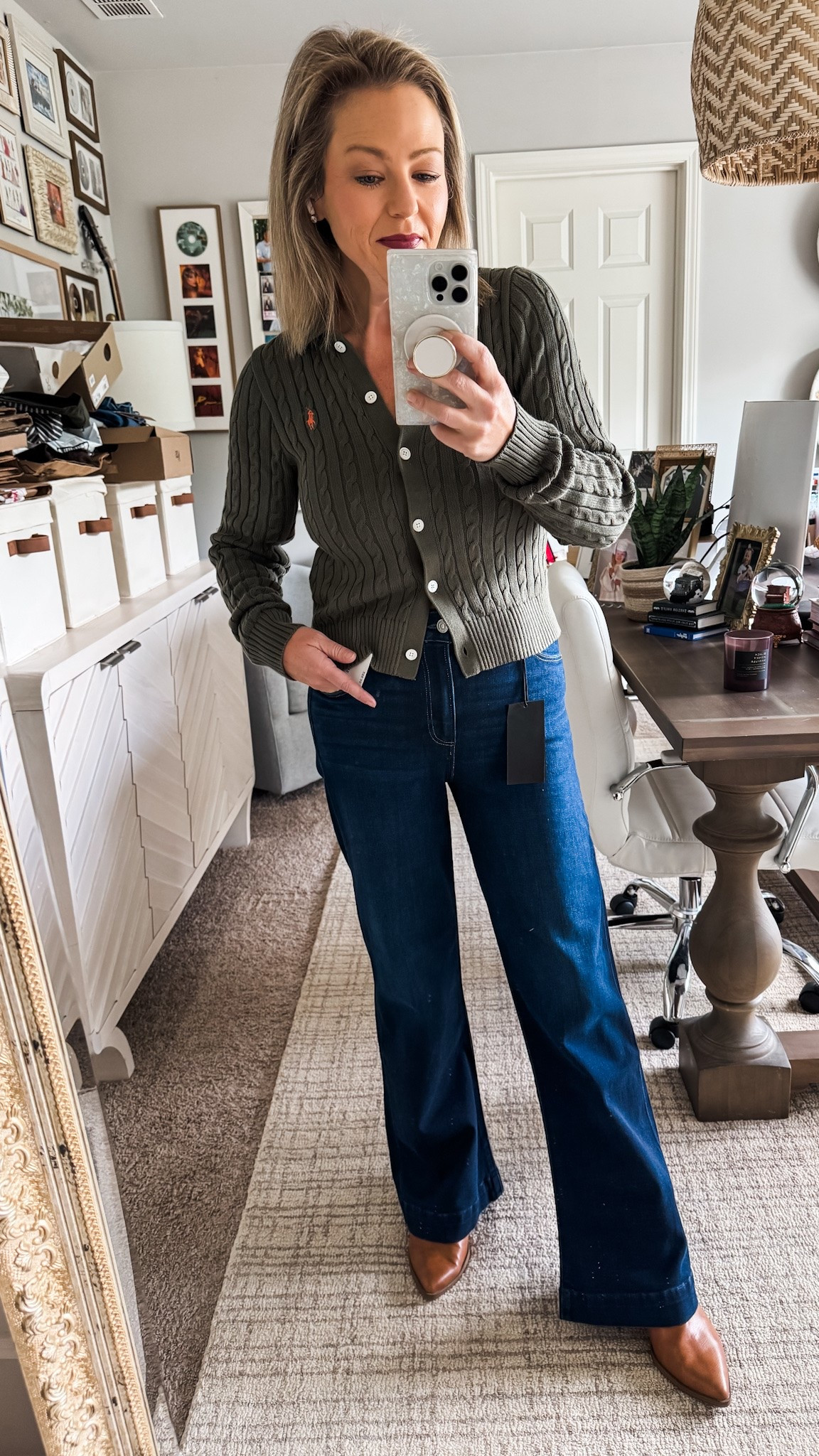 His outfit for fall 💯 TTS- if between, size up on cardigan. Wearing a small and a 26 petite in the jeans. Nordstrom anniversary sale fave! If out of stock, continue to refresh for restocks!

#LTKootd #LTKSaleAlert #LTKOver40
