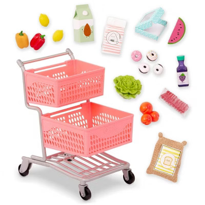 Our Generation Supermarket Play Pink Grocery Shopping Cart & Food Accessory Set for 18'' Dolls | Target