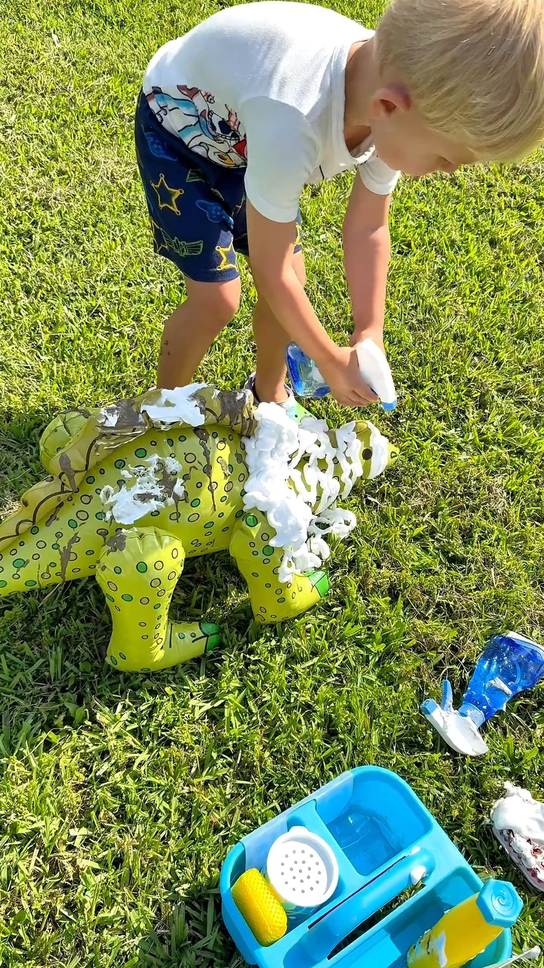 Dinosaur cleaning sensory activity