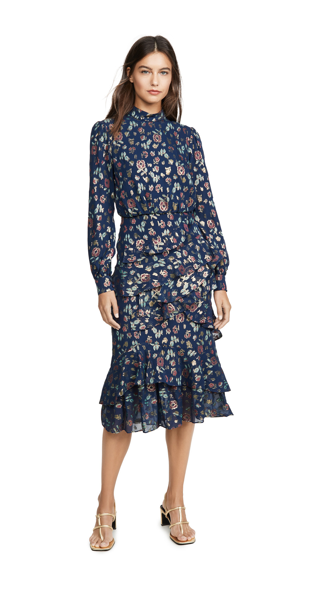 Saloni Isa Ruffle Midi Dress | Shopbop