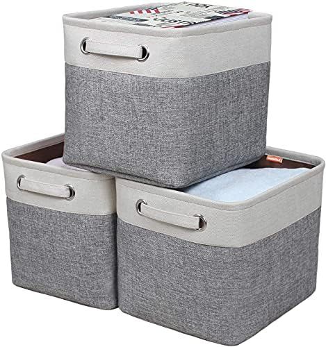 Kntiwiwo Foldable Storage Bin Collapsible Basket Cube Storage Organizer Bins with Carry Handles for  | Amazon (US)