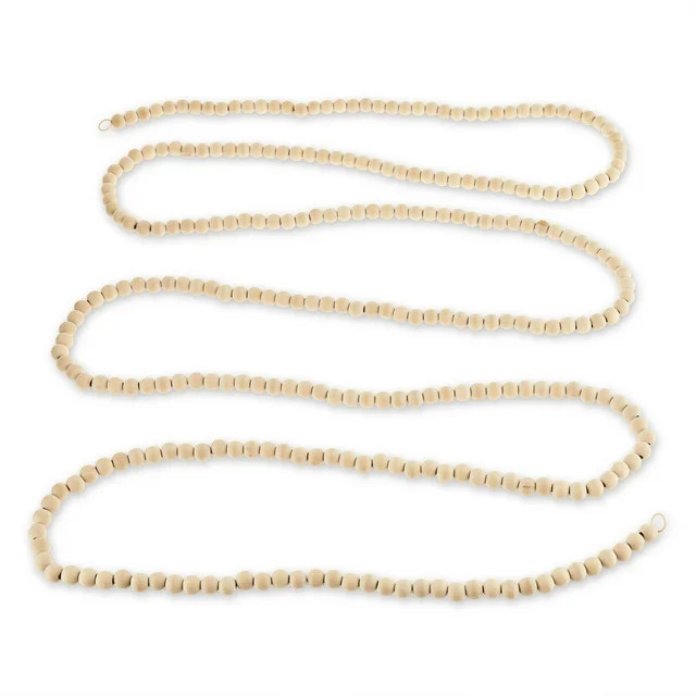 14mm Natural Off-White Decorative Wood Bead Garland,12 feet, Set of 2, Holiday Time | Walmart (US)