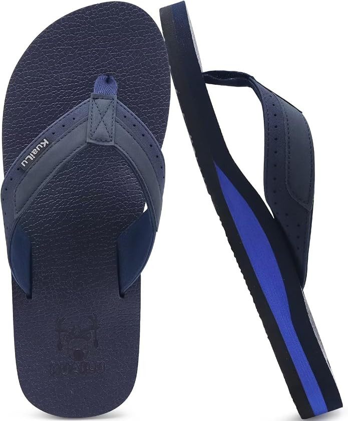 KuaiLu Men's Yoga Mat Leather Flip Flops with Arch Support Comfortable Cushion Walking Thong Sand... | Amazon (US)