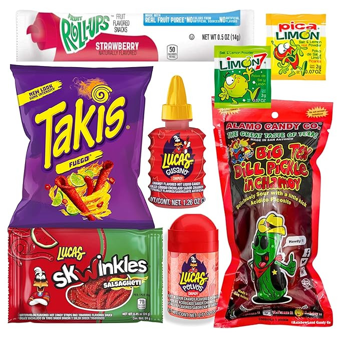 Tiktok Chamoy Pickle Kit With Fruit-Roll-up & Chips, Includes Lucas Gusano, Skwinkles Salsagheti ... | Amazon (US)