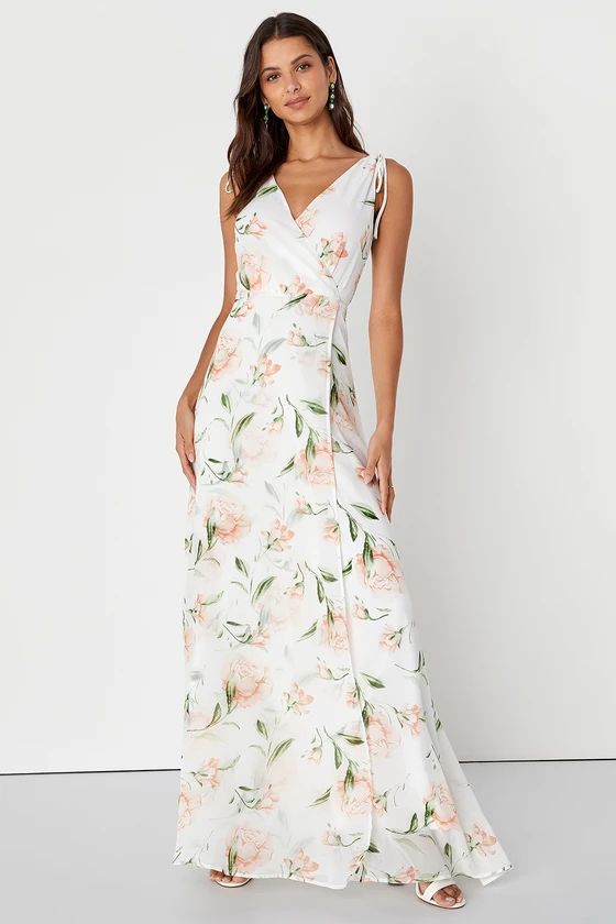 Romantic Possibilities White Floral Dress Floral Maxi Dress Floral Bridesmaid Dress Floral Dresses | Lulus