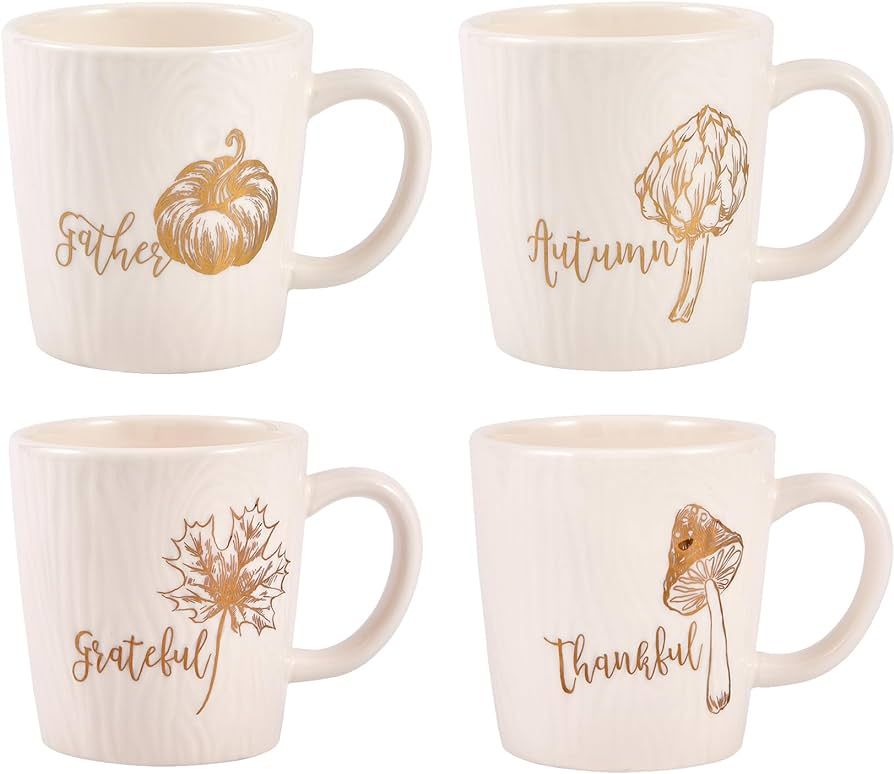 Bico Golden Harvest Ceramic Mugs, Set of 4, for Coffee, Tea, Drinks, Microwave & Dishwasher Safe | Amazon (US)