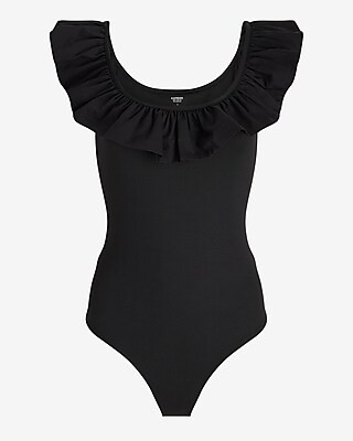 Body Contour High Compression Ribbed Off The Shoulder Bodysuit | Express