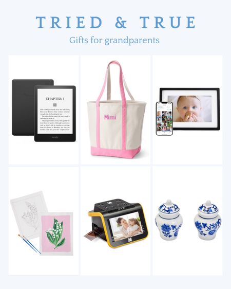 Our tried and true gifts for grandparents. Whether you’re shopping for grandma or grandpa, or a joint gift for both, these are great Christmas gift ideas. 

Kindle paperwhite, canva tote bag, personalized tote bag, monogrammed gift, digital photo frame, color by numbers art kit, old photo scanner, ginger jar salt and pepper shakers, Amazon find, gift ideas for grandparents 

#LTKfindsunder50 #LTKGiftGuide #LTKfindsunder100