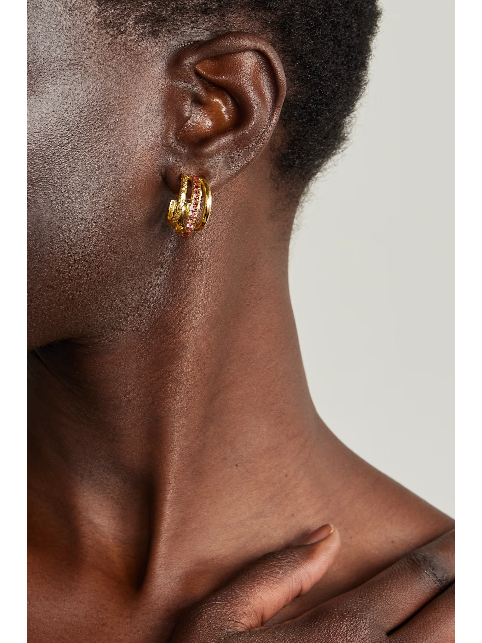 Gold-plated tourmaline hoop earrings | NET-A-PORTER (US)